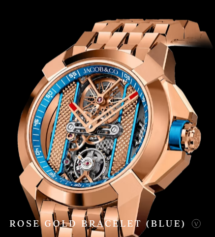 Fake Jacob & Co Epic X Bridges ROSE GOLD BRACELET (BLUE) EX120.43.AF.AA.A40AA watch